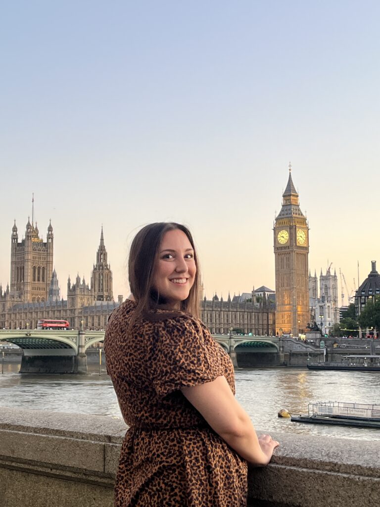 girl in front of Big Ben London