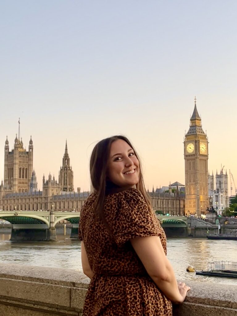 girl in front of Big Ben London