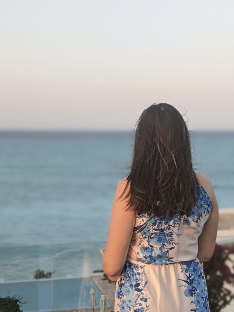 girl looking at the sea in Zanzibar